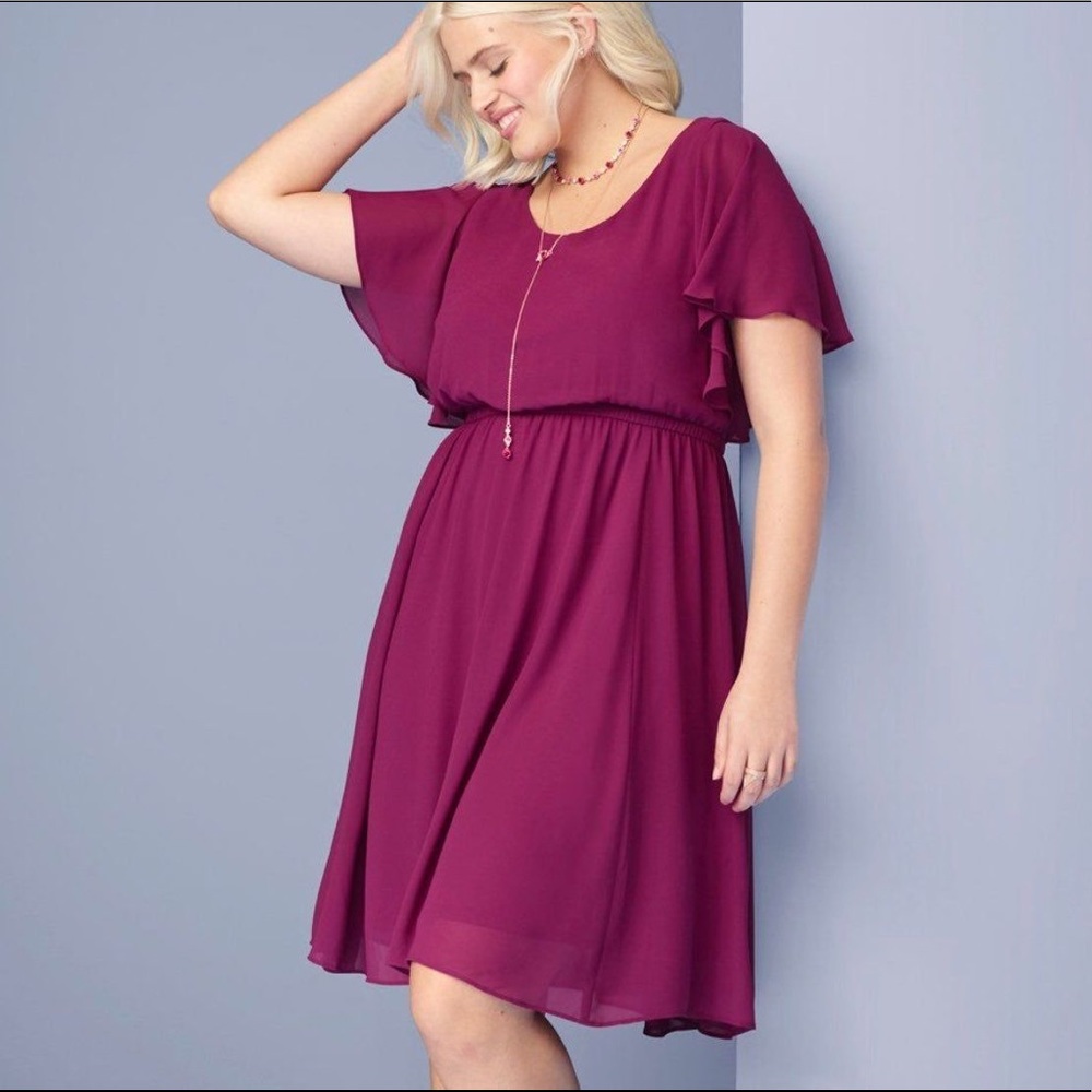 Torrid purple flutter sleeve dress